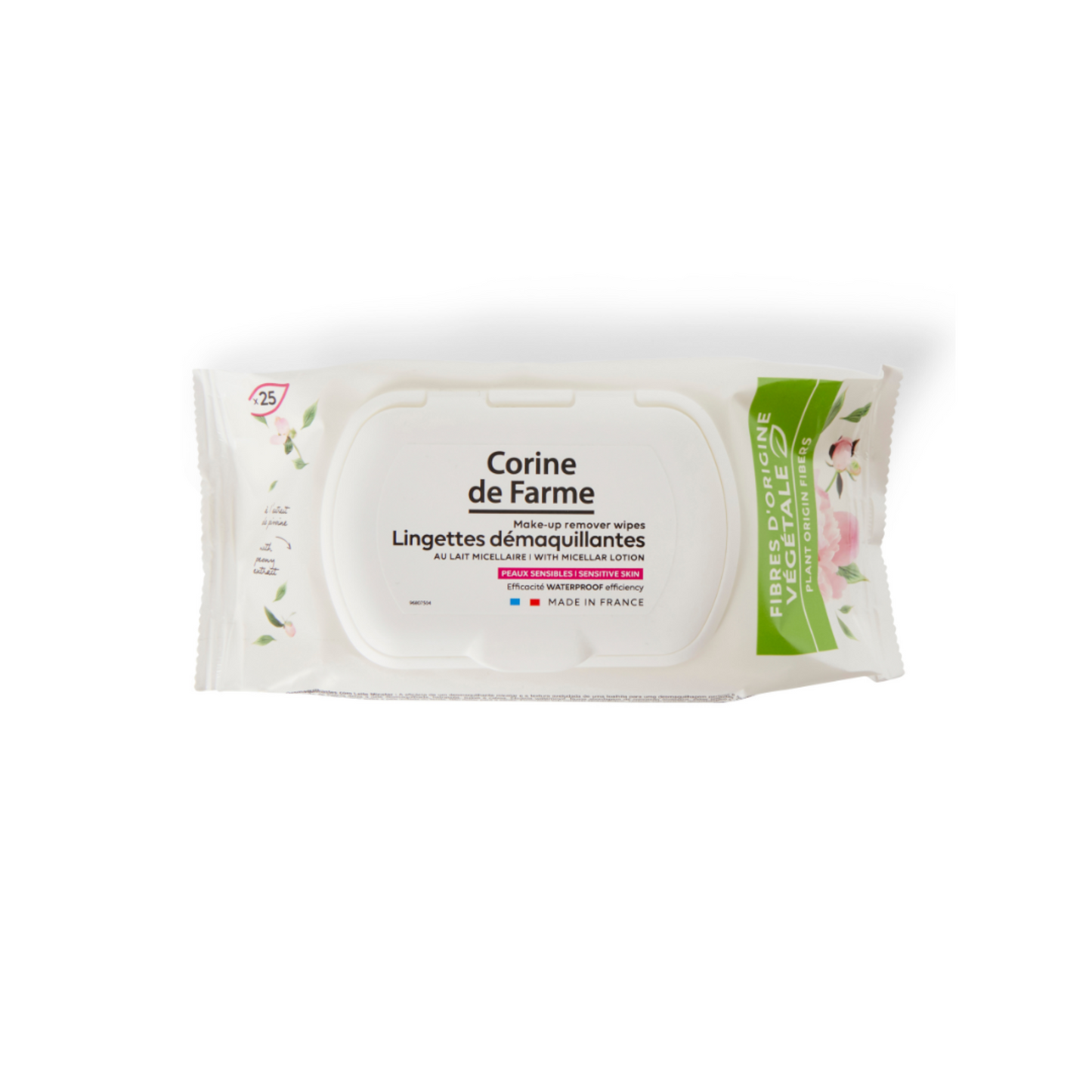 Corine de Farme toallitas desmaquillantes con leche micelar para limpieza facial piel sensible