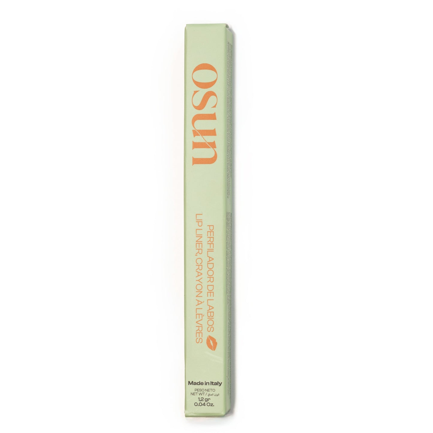 Caja del OSUN Soft Velvet Perfilador de Labios Scarlet Signature con diseño elegante inspirado en la belleza mediterránea.
