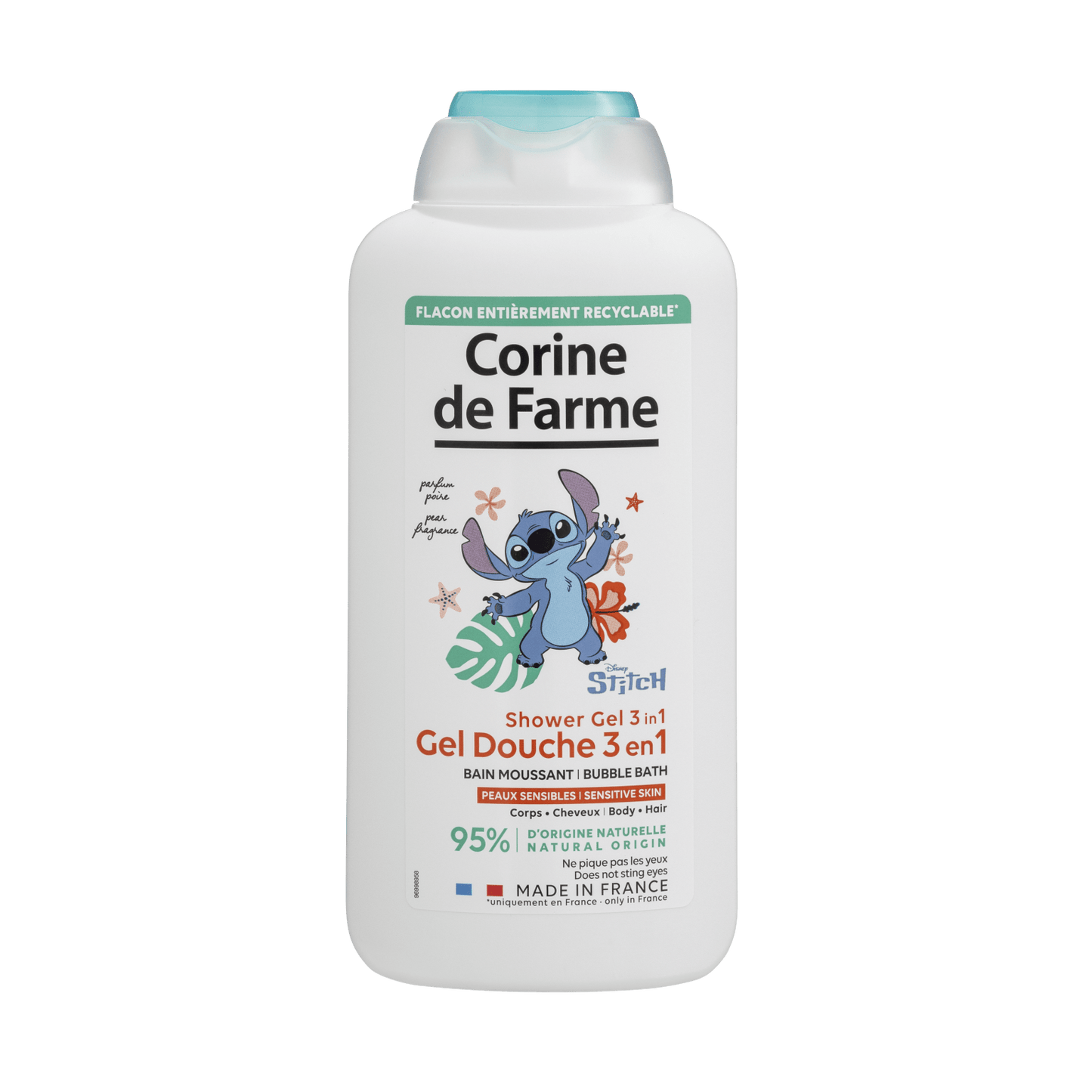 Corine de Farme - Gel de ducha 3 en 1 Cuerpo, Cabellos y Bañera Espumosa Stitch - OSUNGel de ducha 3 en 1 para niñosCorine de Farme