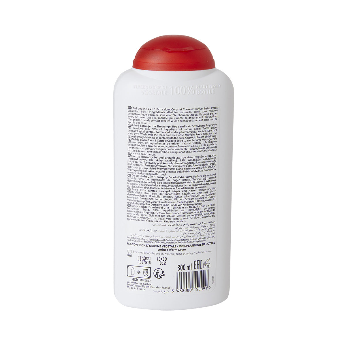 Corine de Farme- Gel de Ducha 2 en 1 Cuerpo & Cabello KIDS Fresa