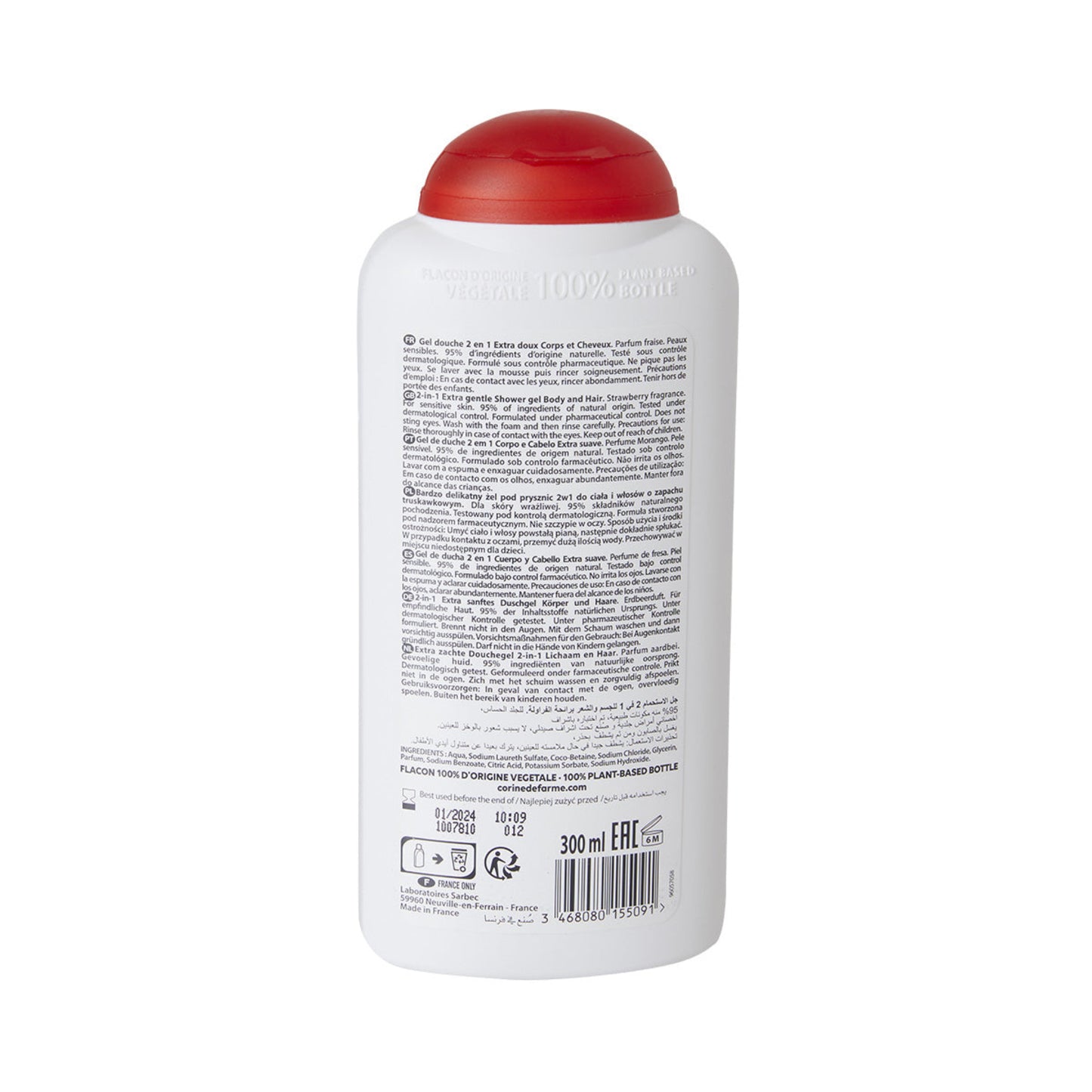 Corine de Farme- Gel de Ducha 2 en 1 Cuerpo & Cabello KIDS Fresa