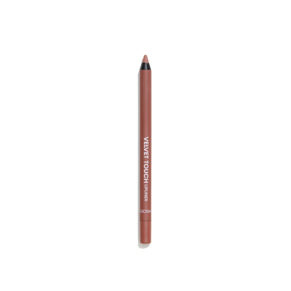 Perfilador de labios Velvet Touch tono Nought Crisp con acabado mate marrón nude aplicado en labios para definir el contorno con precisión y efecto natural