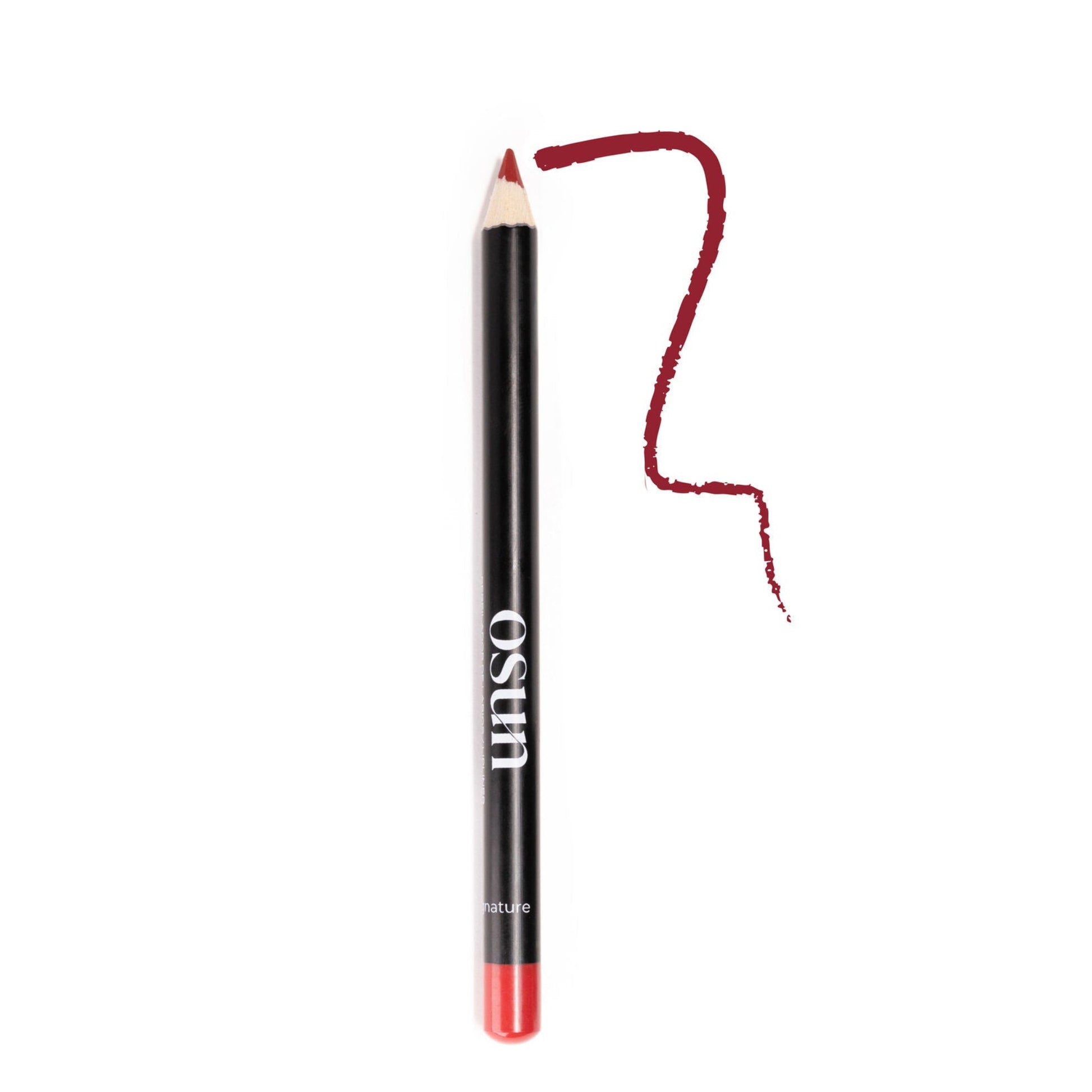 OSUN Soft Velvet Perfilador de Labios Scarlet Signature mostrando un intenso tono rojo scarlet con acabado aterciopelado.