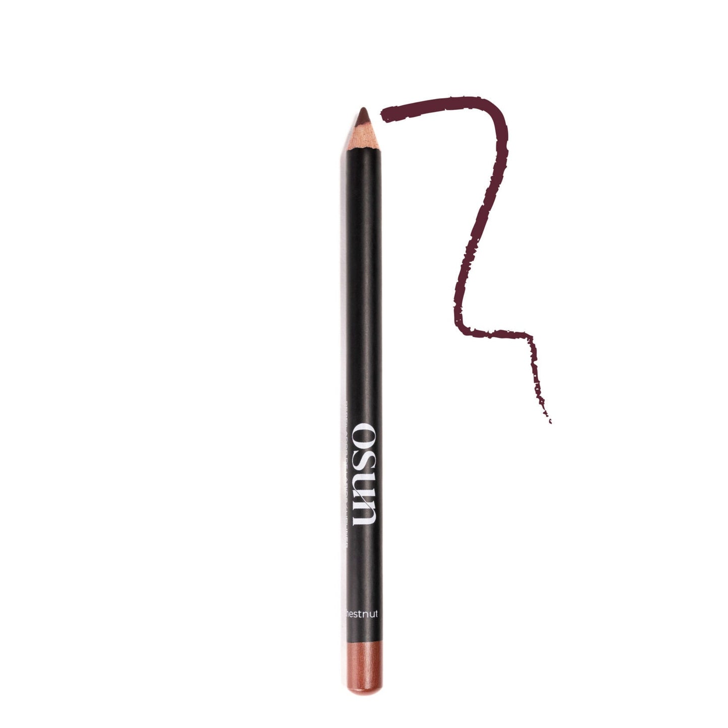 OSUN Soft Velvet Perfilador de Labios Autumn Chestnut mostrando un cálido tono marrón chestnut con acabado aterciopelado.