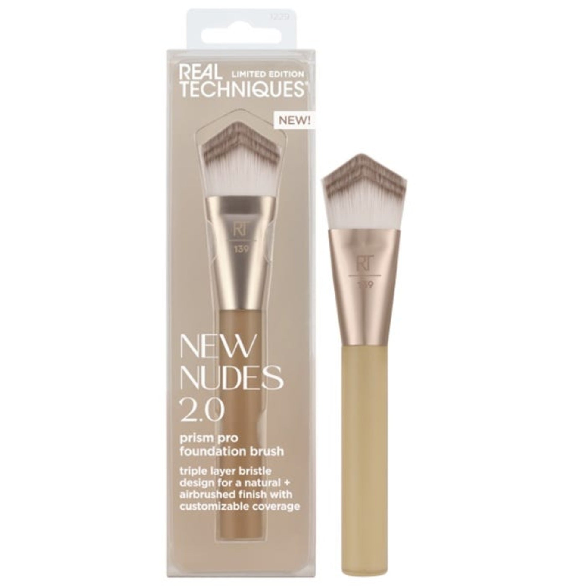 Real Techniques Prism Pro foundation brush limited edition Nude with original packaging