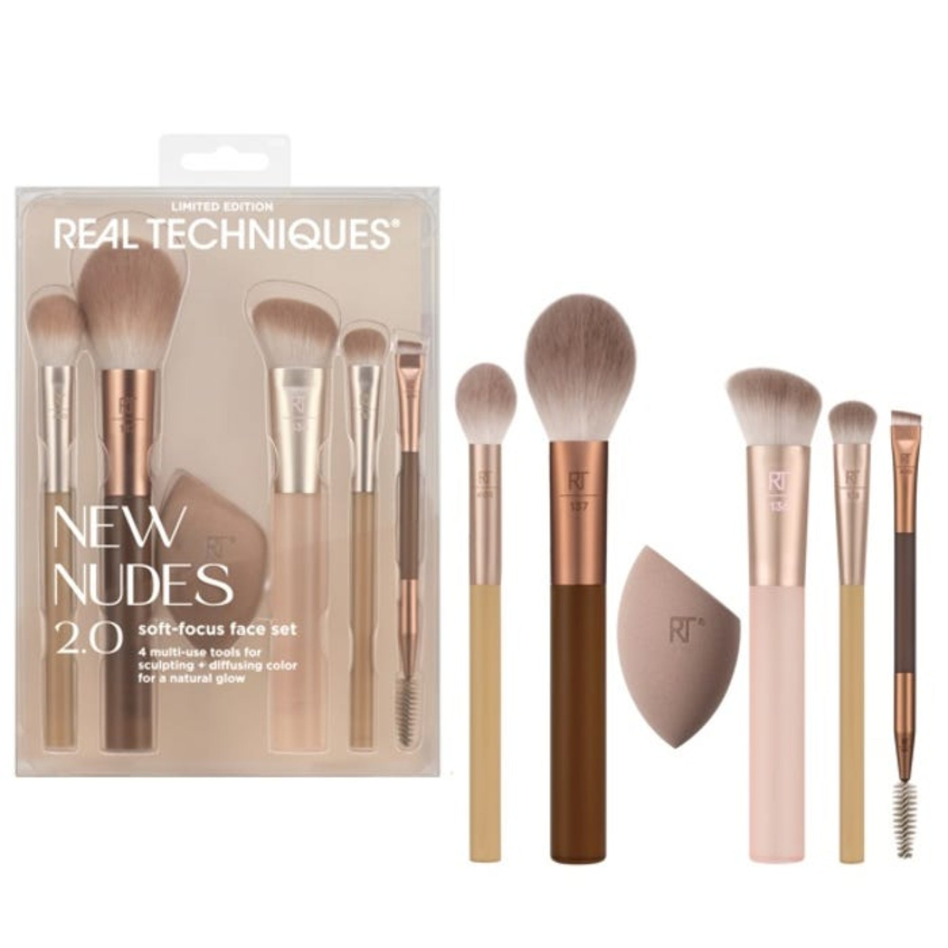 Real Techniques Soft Focus Face Set complete makeup kit 6 pieces with original box for professional use