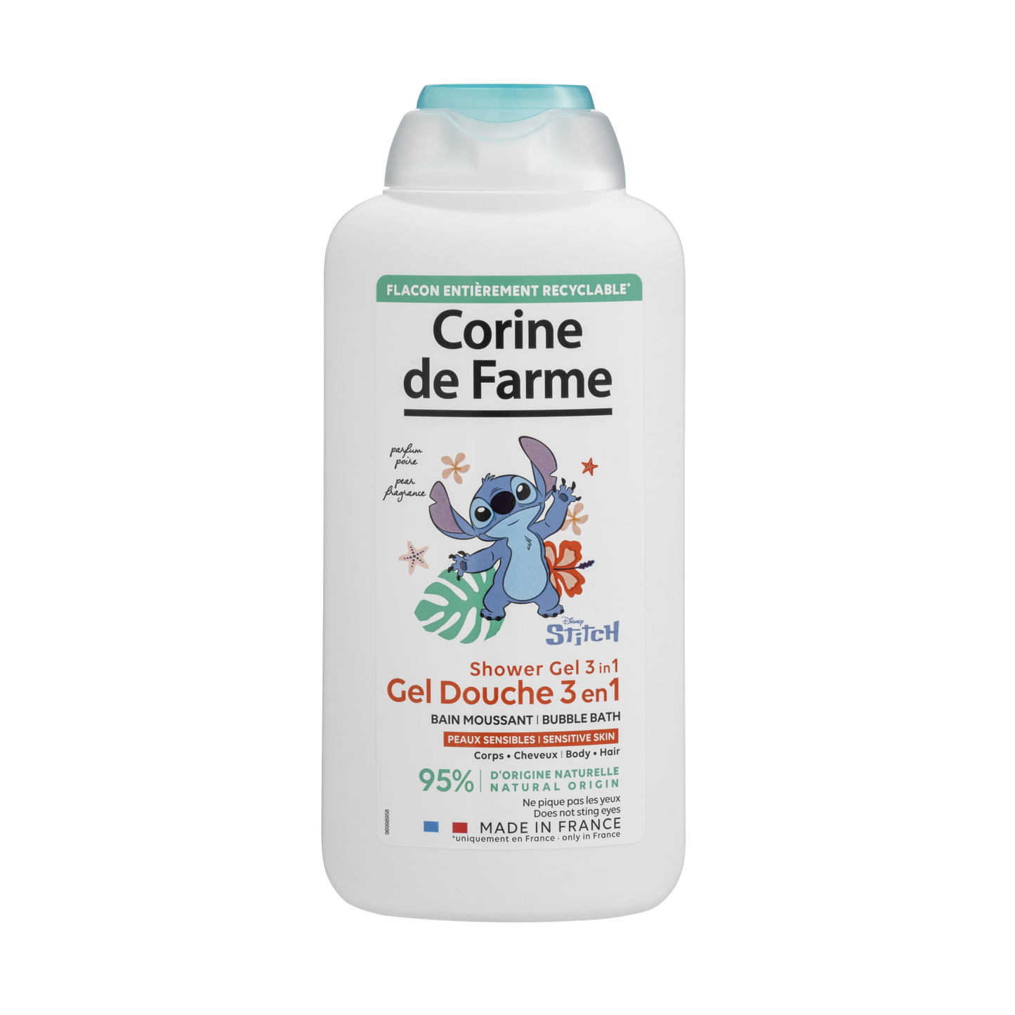 Corine de Farme- Gel de ducha 3 en 1 Cuerpo, Cabellos y Bañera Espumosa Stitch