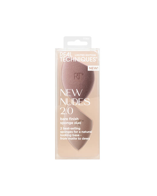Real Techniques Bare Finish sponge duo set with packaging for professional makeup application