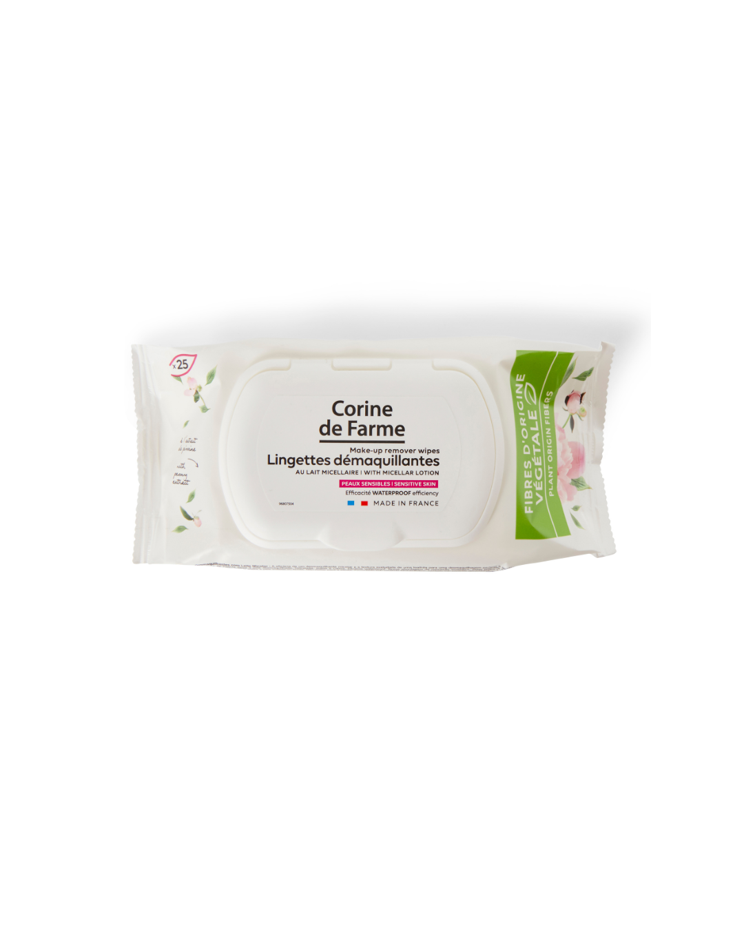 Corine de Farme toallitas desmaquillantes con leche micelar para limpieza facial piel sensible
