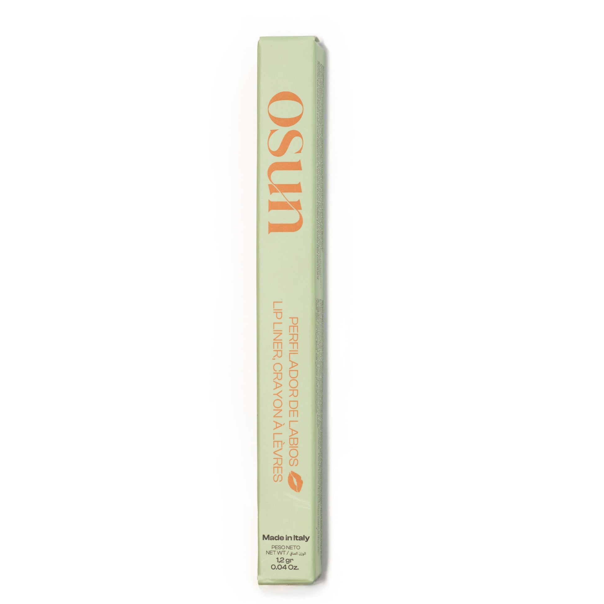 Caja del OSUN Soft Velvet Perfilador de Labios Midnight Burgundy con diseño elegante inspirado en la belleza mediterránea.