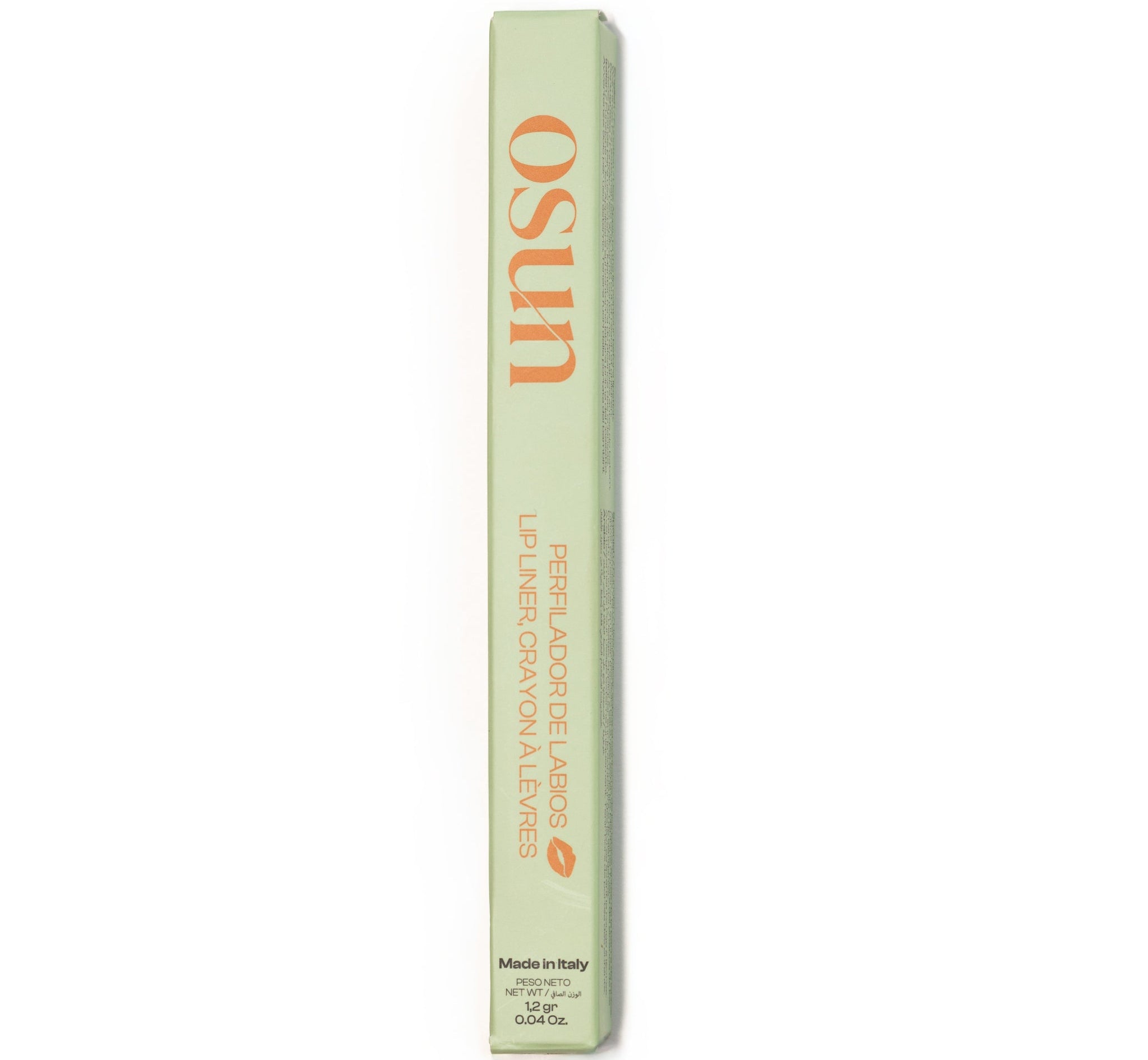 Caja del OSUN Soft Velvet Perfilador de Labios Scarlet Signature con diseño elegante inspirado en la belleza mediterránea.