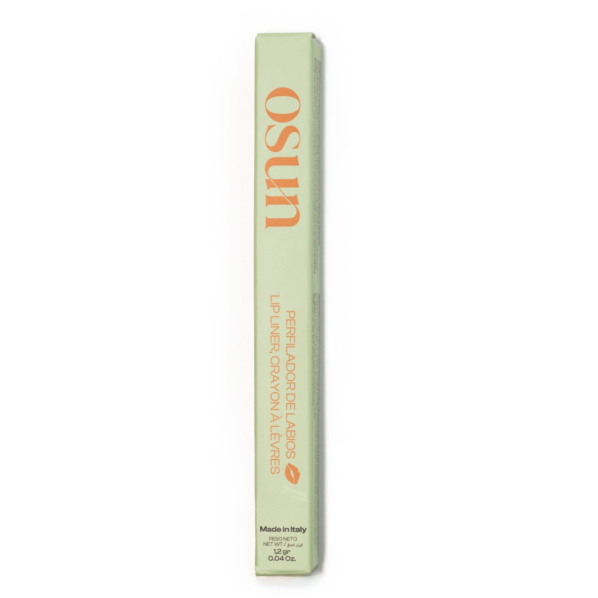 Caja del OSUN Soft Velvet Perfilador de Labios Scarlet Signature con diseño elegante inspirado en la belleza mediterránea.