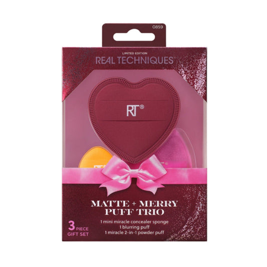 Real Techniques - Holidays 25 - Set de borlas de maquillaje Matte + Merry Trio - OSUNMakeup SpongesREAL TECHNIQUES